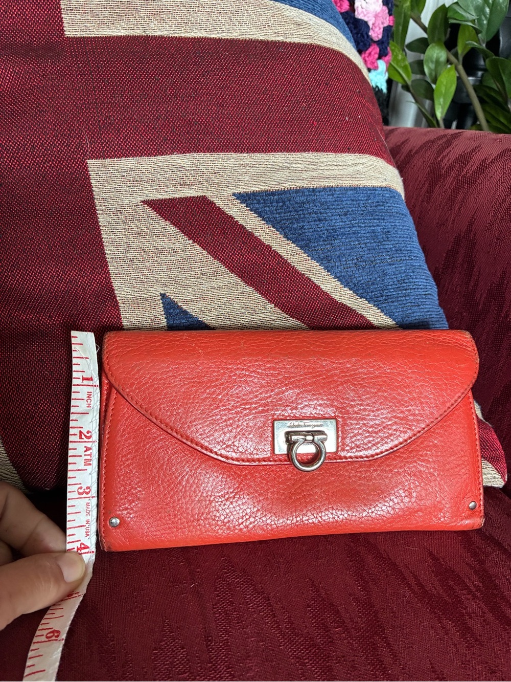 Salvatore Ferragamo Orange Pebbled Leather Clutch Purse with Original Papers - Picture 9 of 13